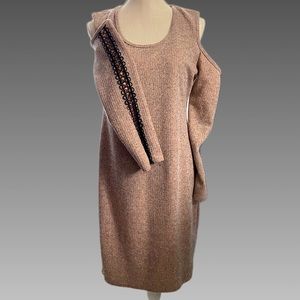 Midi Dress with Shoulder Cut Out and detail stitching.